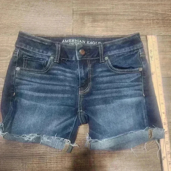 American Eagle Outfitters Pants - American Eagle Super Stretch Cut Off Jean Shorts Women's Size 0 AEO DENIM